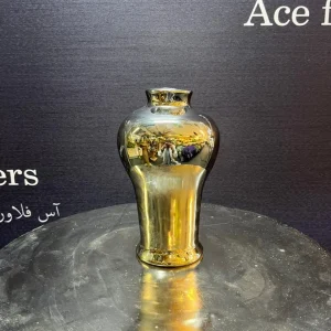 گلدان آینه‌ای کوزه‌ای شکل سفالی - گلدان لعاب‌دار با سطح براق و انعکاس‌دهنده - محصول انحصاری اس فلاورز