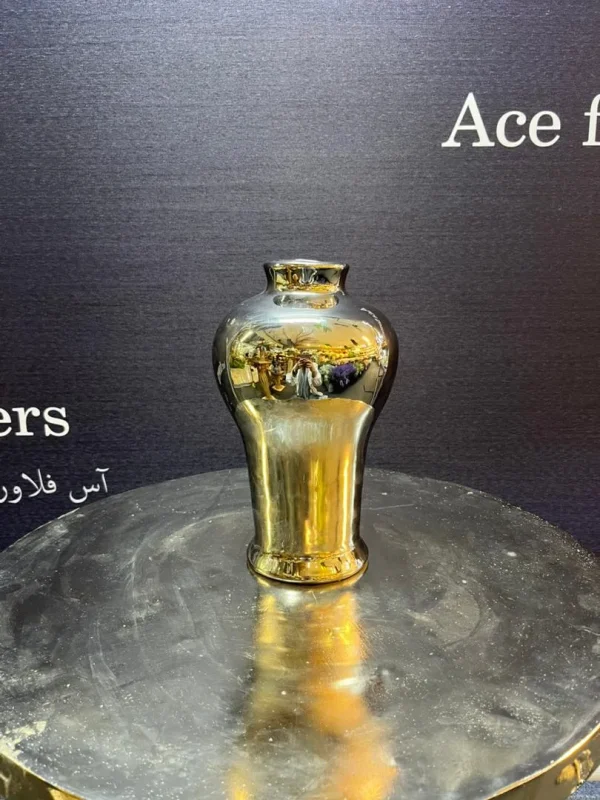 گلدان آینه‌ای کوزه‌ای شکل سفالی - گلدان لعاب‌دار با سطح براق و انعکاس‌دهنده - محصول انحصاری اس فلاورز