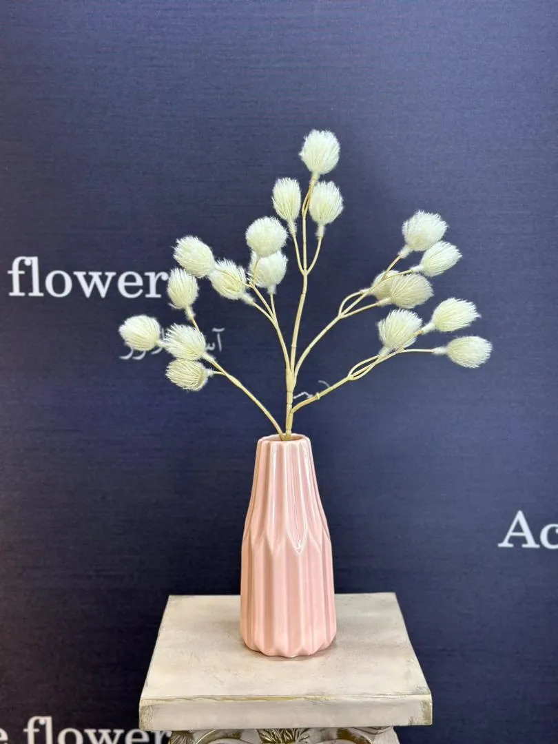 نمای ماکرو از بافت رشته‌ای شاخه پشمکی در سه درجه رنگی کرم، حنایی و ماهگونی - محصول دکوراتیو ارتفاع 79 سانت