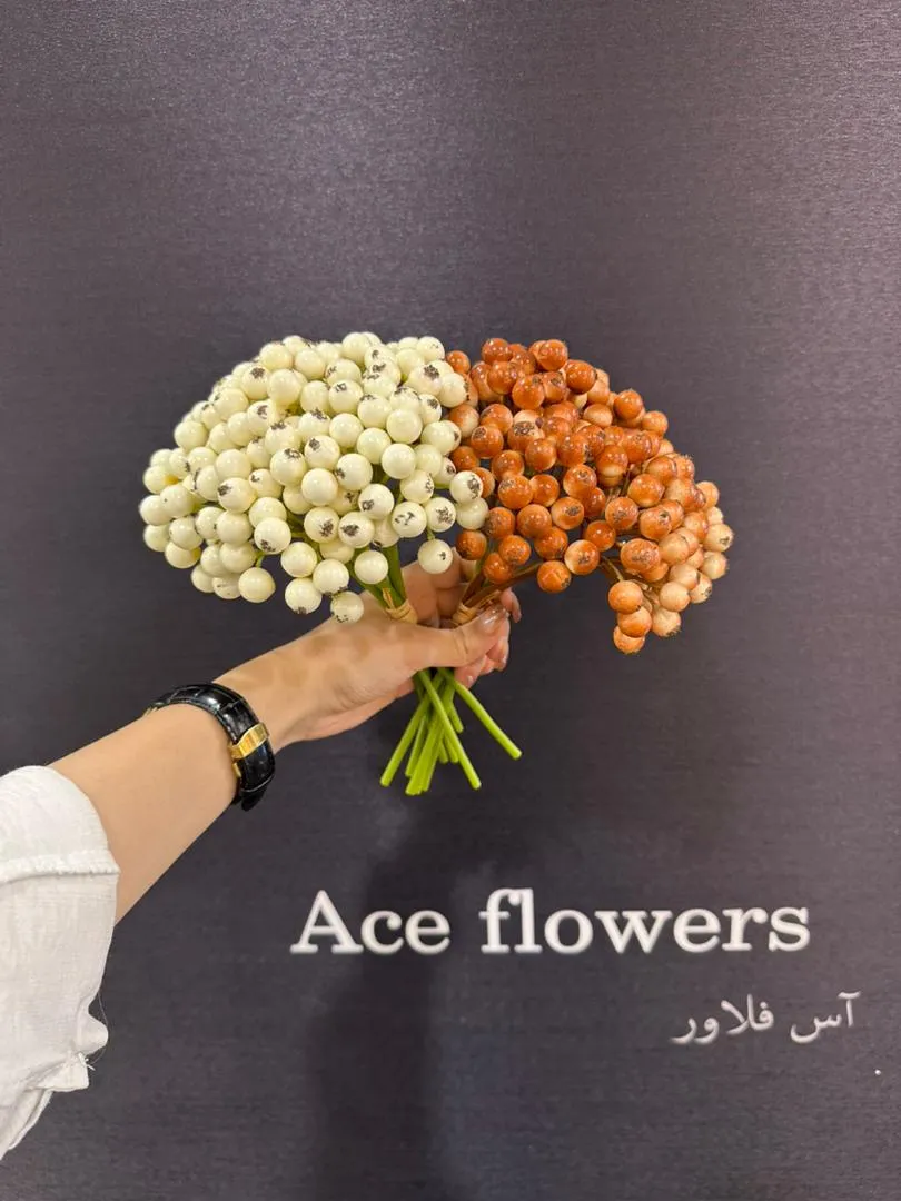 دسته زالزالک مصنوعی سفید و نارنجی با ارتفاع ۲۹ سانتیمتر – کد 1205